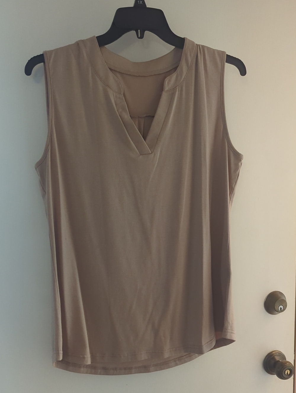 Sleeveless V-Neck Women's Top in Taupe